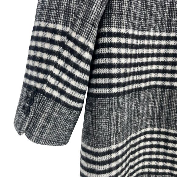 Ann Taylor LOFT Plaid Wool Double Breasted Coat Black White Size M - Picture 10 of 12
